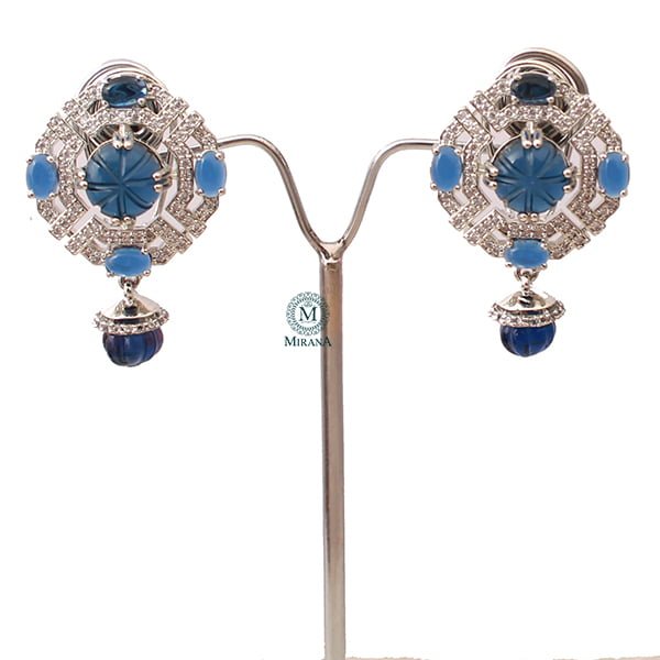 Vorisha Blue CZ Designer Earrings