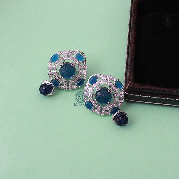 Vorisha Blue CZ Designer Earrings