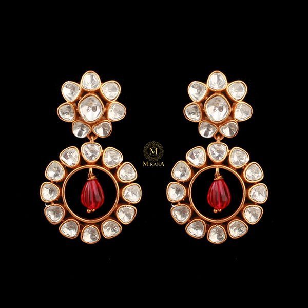 Ruhi Ruby Moissanite Designer Earrings