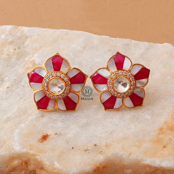 Tanuja Ruby Moissanite Designer Studs