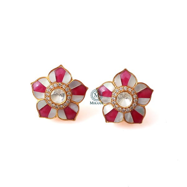 Tanuja Ruby Moissanite Designer Studs