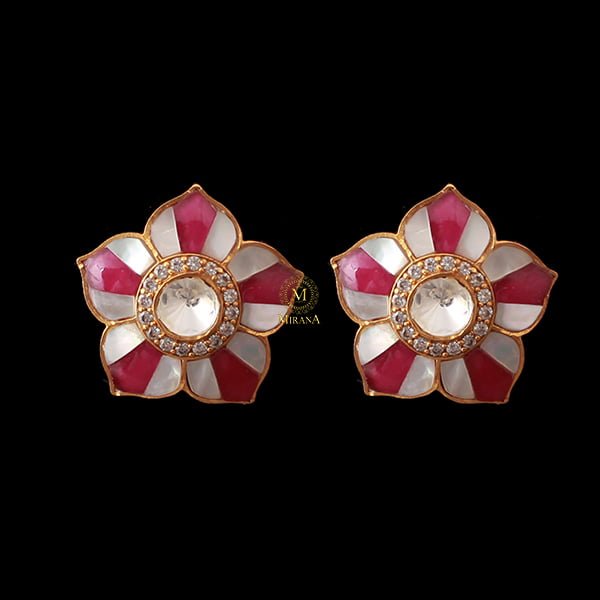 Tanuja Ruby Moissanite Designer Studs