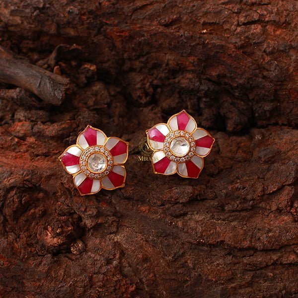 Tanuja Ruby Moissanite Designer Studs