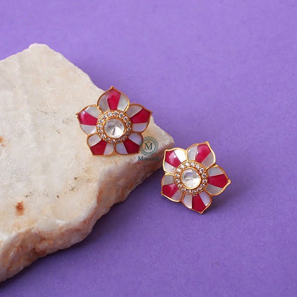 Tanuja Ruby Moissanite Designer Studs