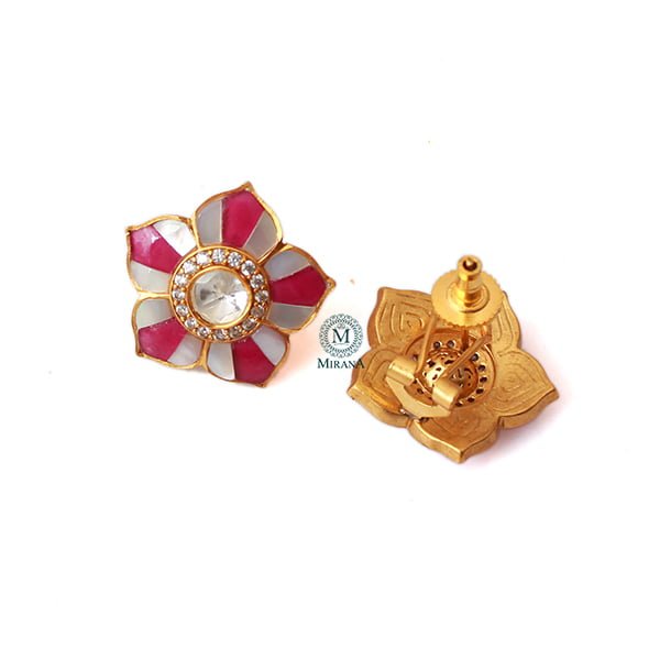 Tanuja Ruby Moissanite Designer Studs