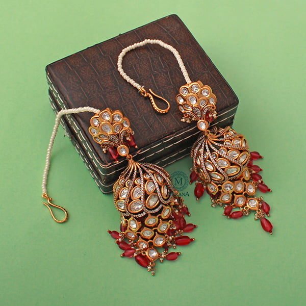 Madhubala Ruby Polki Designer Jhumkas