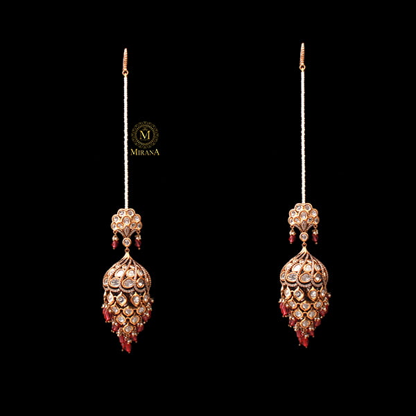 Madhubala Ruby Polki Designer Jhumkas