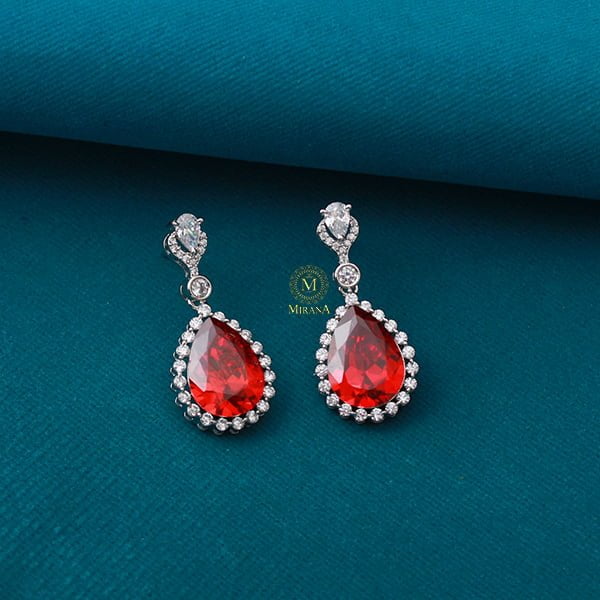 Rylie Red CZ Designer Earrings