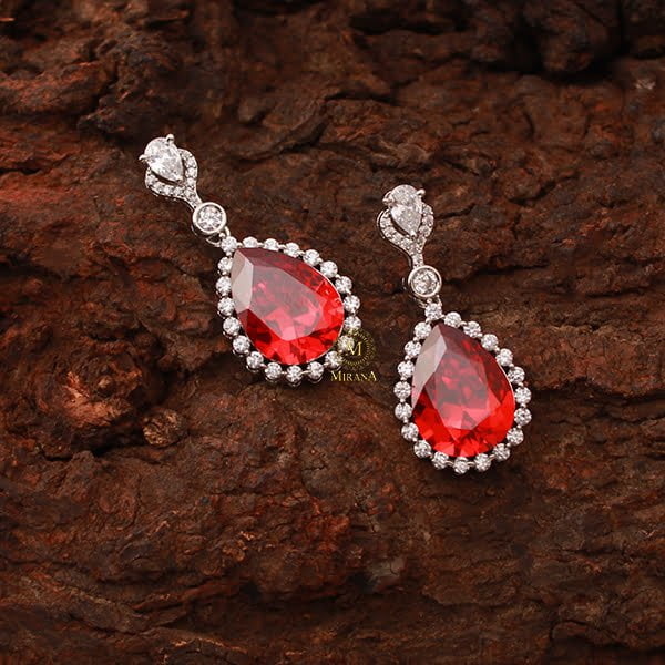 Rylie Red CZ Designer Earrings