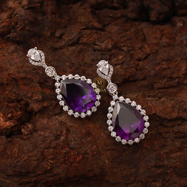 Rylie Lavender CZ Designer Earrings