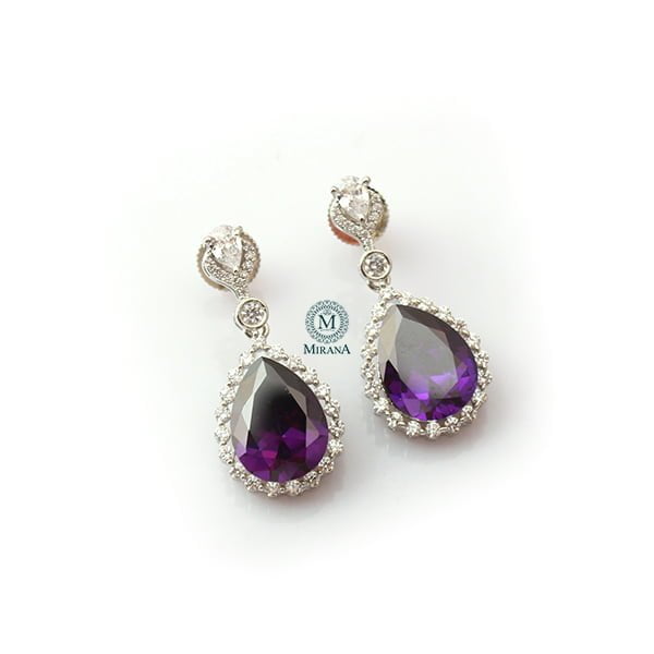 Rylie Lavender CZ Designer Earrings