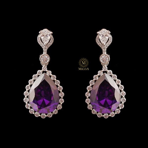 Rylie Lavender CZ Designer Earrings