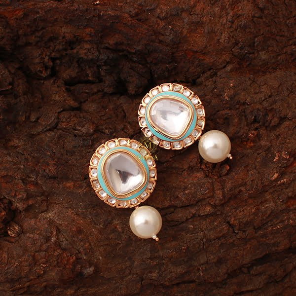 Gaurika Turquoise Pearl Polki Earrings