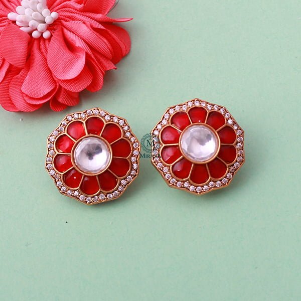 Gina Red Moissanite Designer Studs