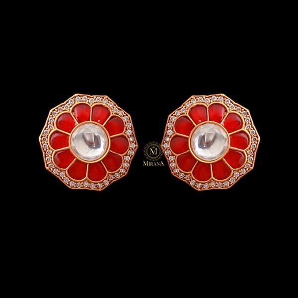 Gina Red Moissanite Designer Studs