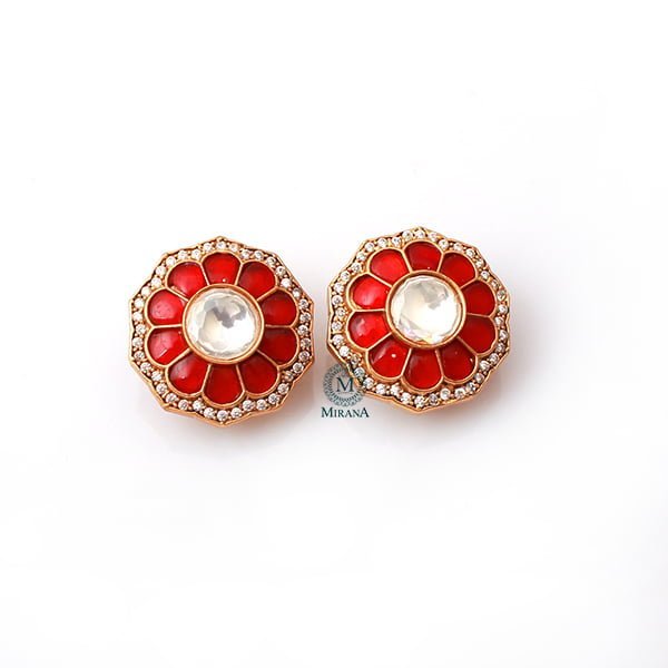 Gina Red Moissanite Designer Studs