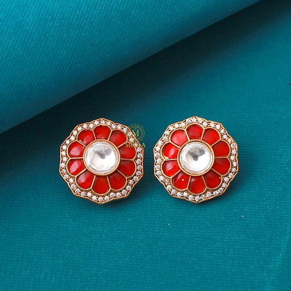 Gina Red Moissanite Designer Studs