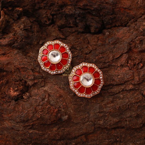 Gina Red Moissanite Designer Studs