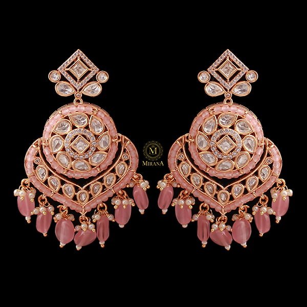 Ukti Pastel Pink Polki Designer Chandbalis