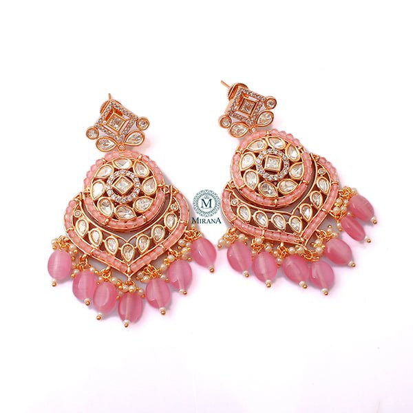 Ukti Pastel Pink Polki Designer Chandbalis