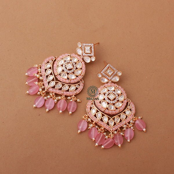 Ukti Pastel Pink Polki Designer Chandbalis