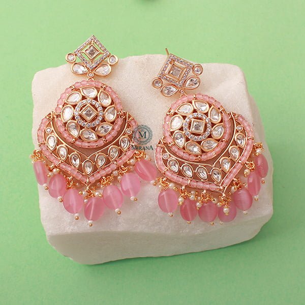 Ukti Pastel Pink Polki Designer Chandbalis