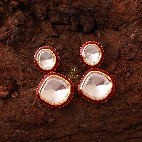 Maitri Red Polki Designer Earrings