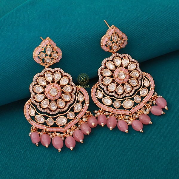 Charya Pastel Pink Polki Designer Chandbalis