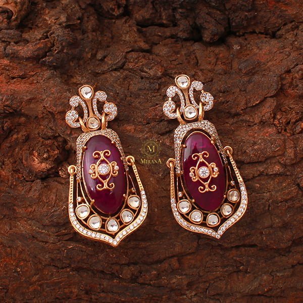 Aarna Purple Moissanite Designer Earrings