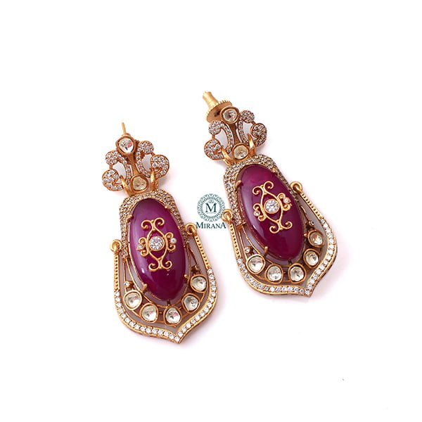 Aarna Purple Moissanite Designer Earrings