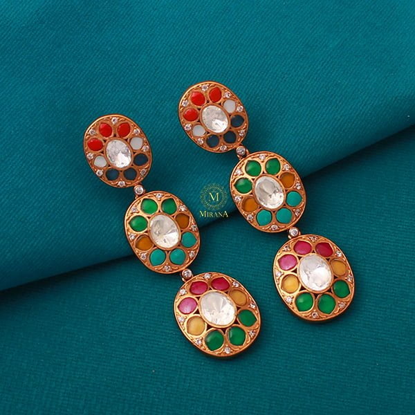 Preksha Navratan Moissanite Earrings