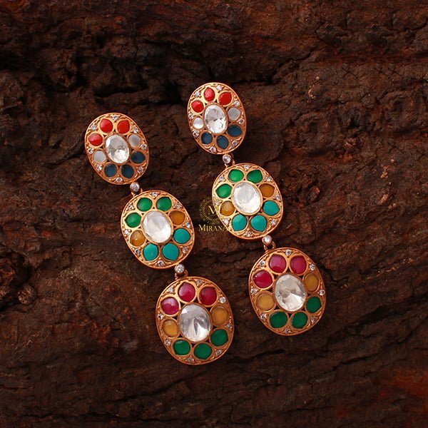 Preksha Navratan Moissanite Earrings