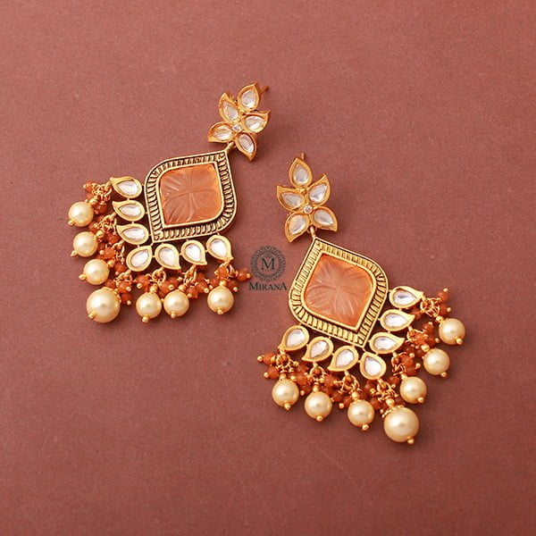 Taruni Peach Polki Designer Earrings