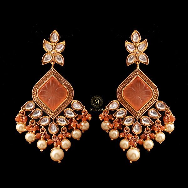 Taruni Peach Polki Designer Earrings