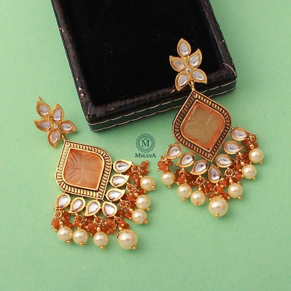 Taruni Peach Polki Designer Earrings