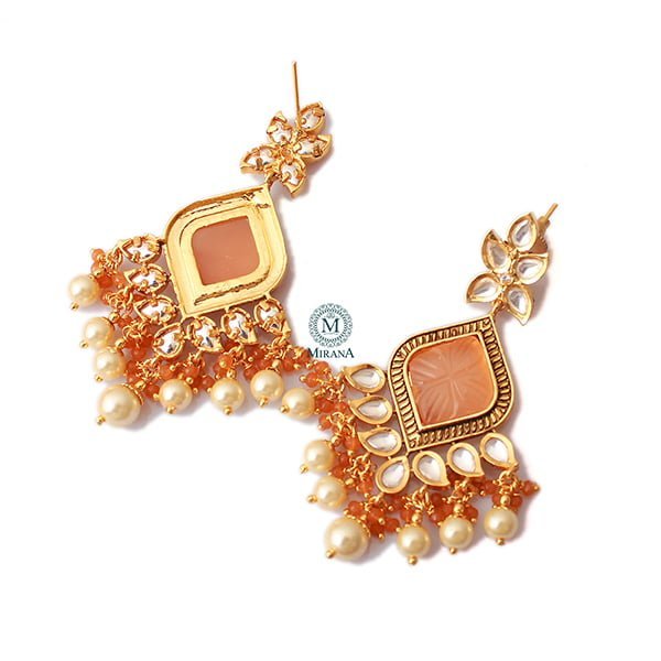 Taruni Peach Polki Designer Earrings