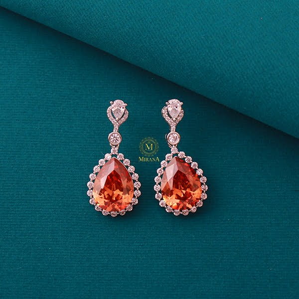 Rylie Champagne CZ Designer Earrings