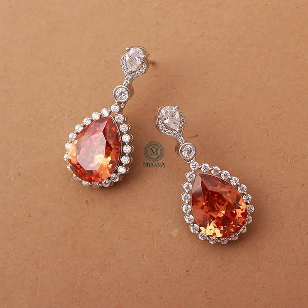 Rylie Champagne CZ Designer Earrings