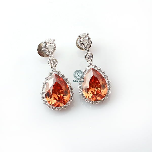 Rylie Champagne CZ Designer Earrings