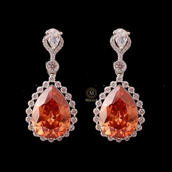 Rylie Champagne CZ Designer Earrings