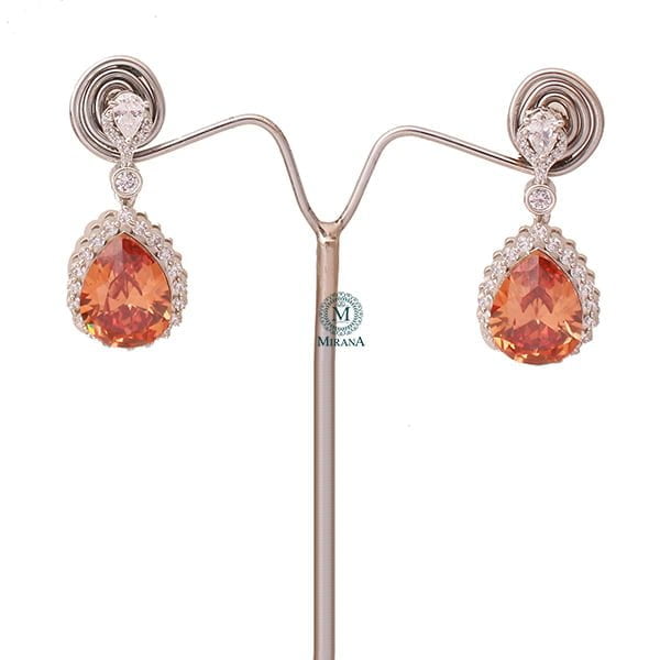 Rylie Champagne CZ Designer Earrings