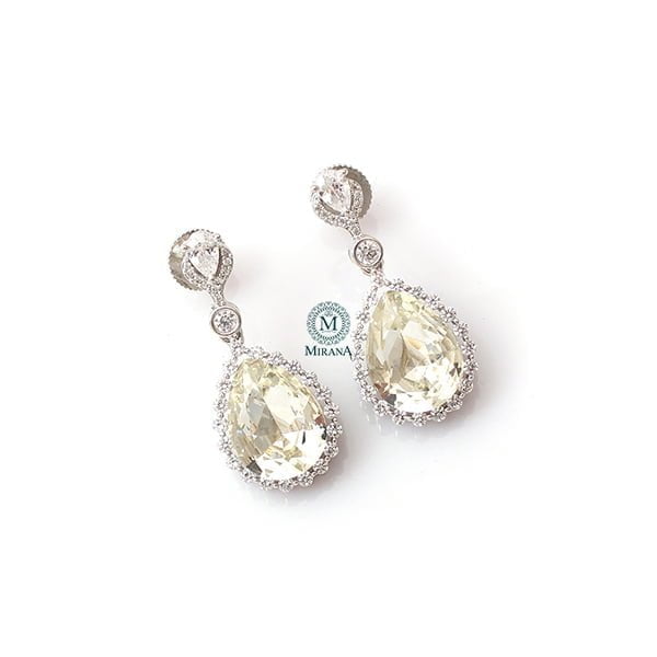 Rylie Silver Tone CZ Designer Earrings