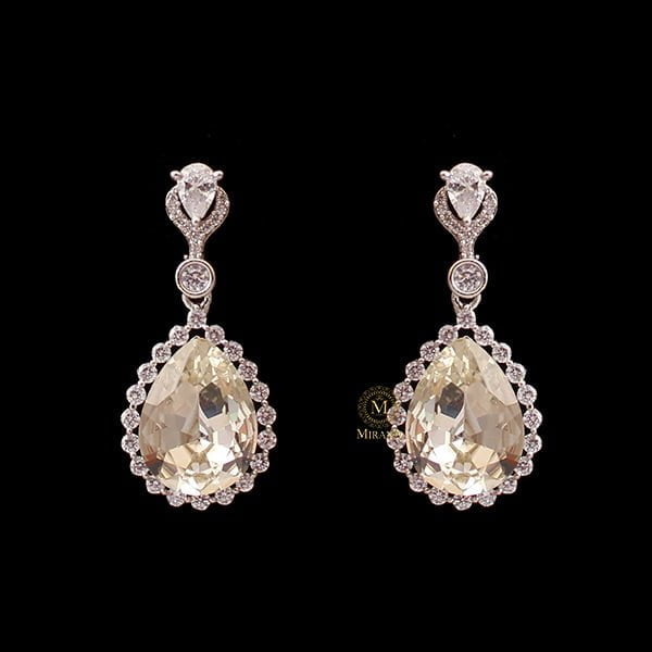 Rylie Silver Tone CZ Designer Earrings