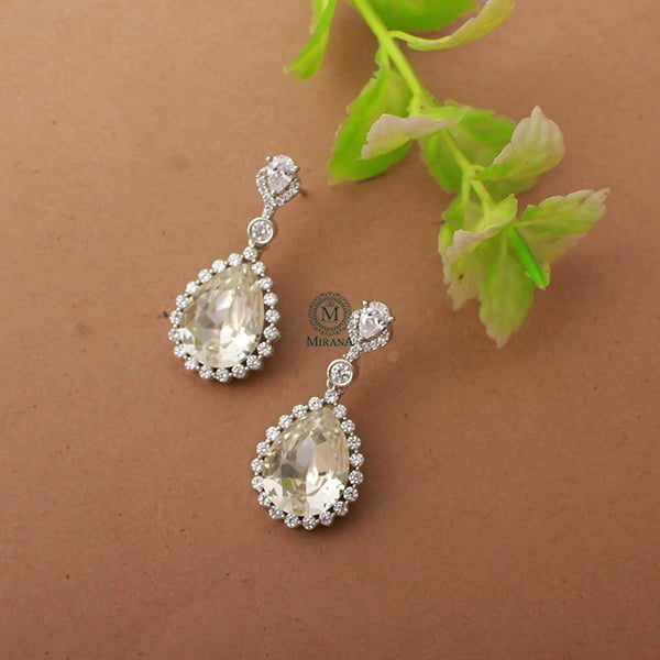 Rylie Silver Tone CZ Designer Earrings