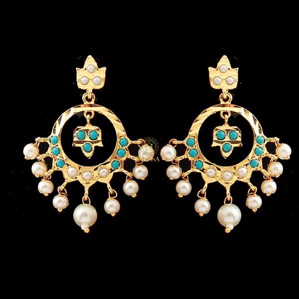 Arnika Turquoise Colour Jadau Earrings