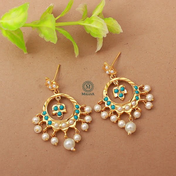 Arnika Turquoise Colour Jadau Earrings