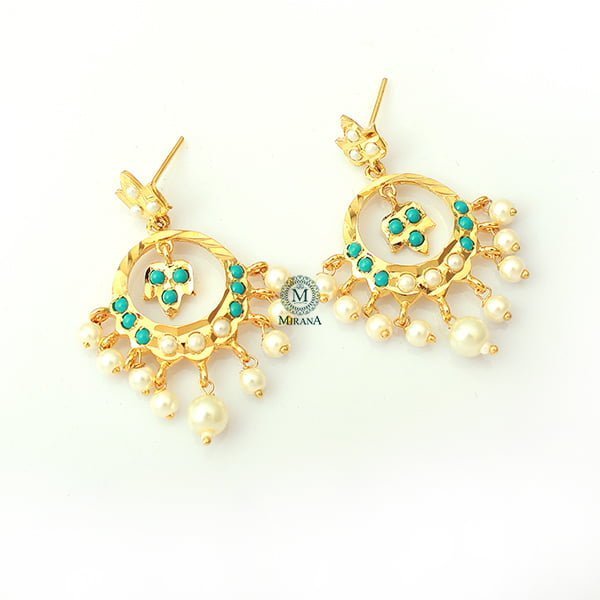 Arnika Turquoise Colour Jadau Earrings