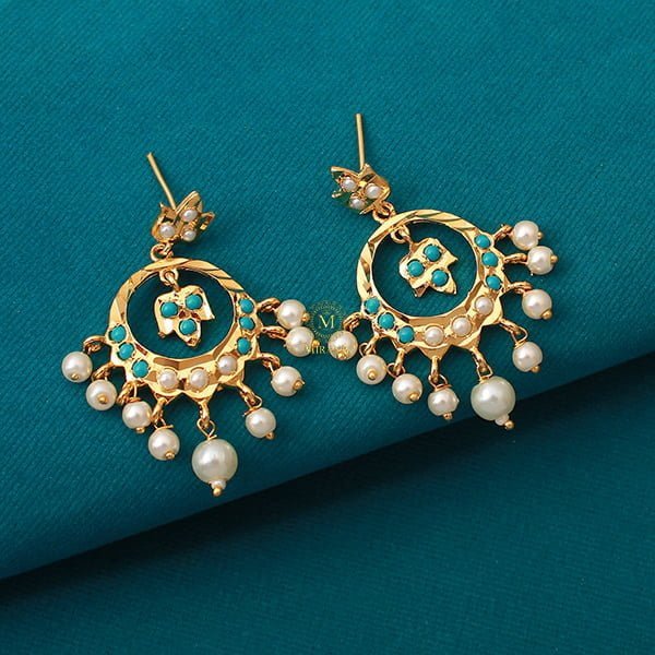 Arnika Turquoise Colour Jadau Earrings