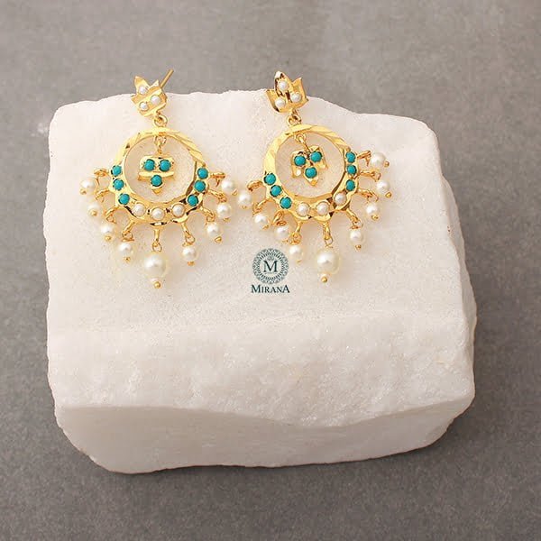 Arnika Turquoise Colour Jadau Earrings