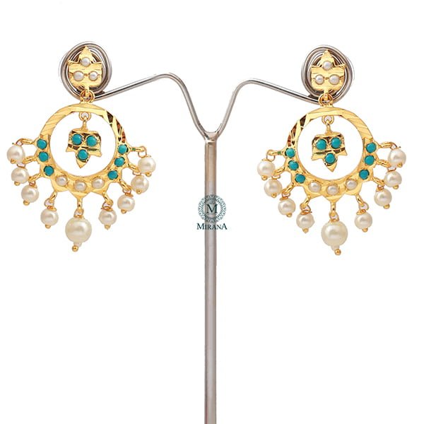 Arnika Turquoise Colour Jadau Earrings